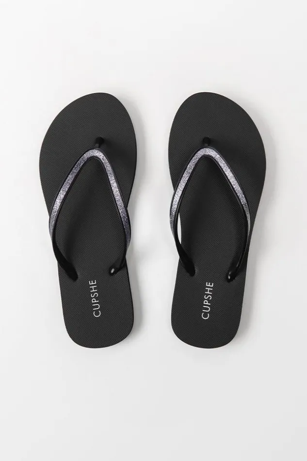 Women Flip Flops Cupshe Noire Minimalist Flip Flops Black
