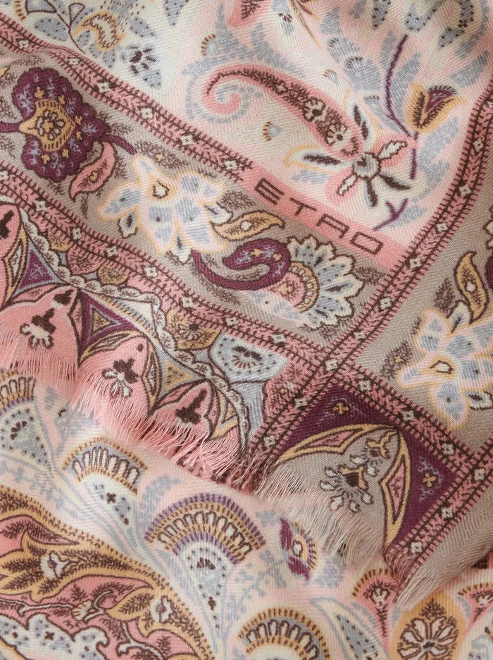 Women Floral Paisley Cashmere And Silk Scarf Etro Scarves And Silk