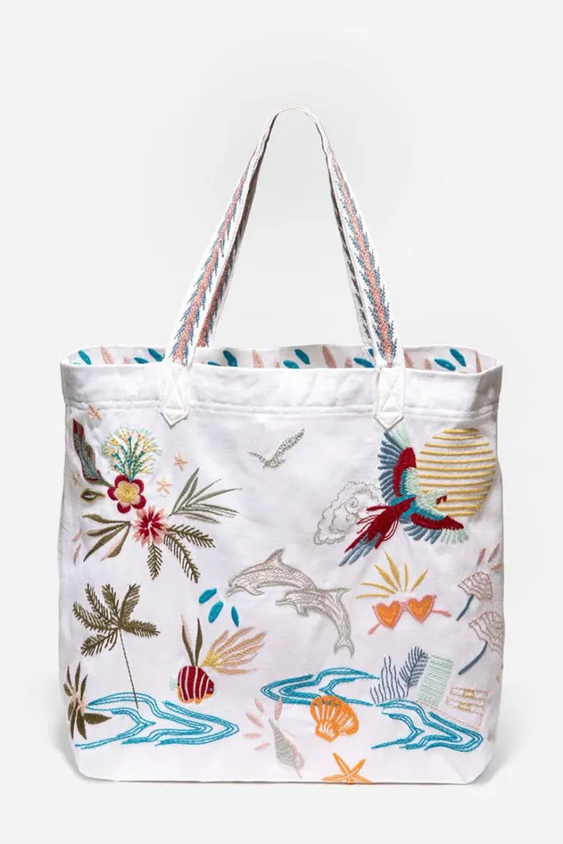 Women Florida Everyday Tote White Johnny Was Handbags Women Florida Everyday Tote White Johnny Was Handbags