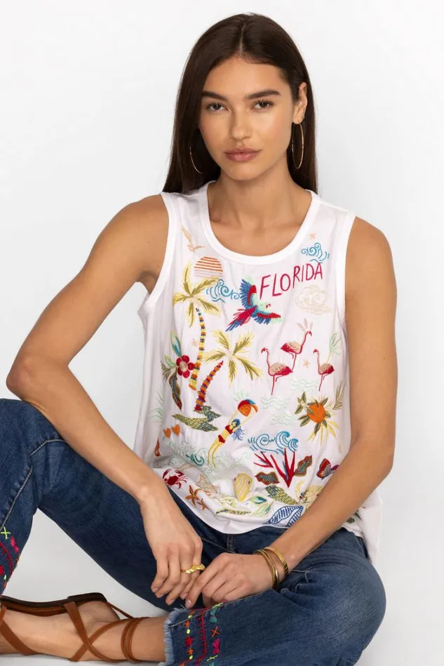 Women FLORIDA KNIT TANK White Johnny Was Tops
