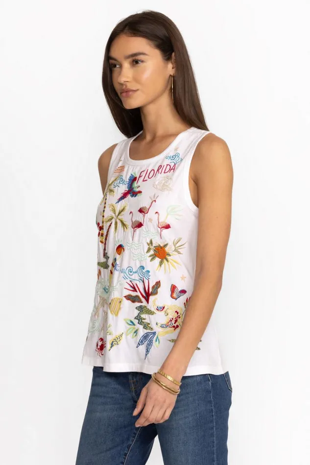Women FLORIDA KNIT TANK White Johnny Was Tops Women FLORIDA KNIT TANK White Johnny Was Tops