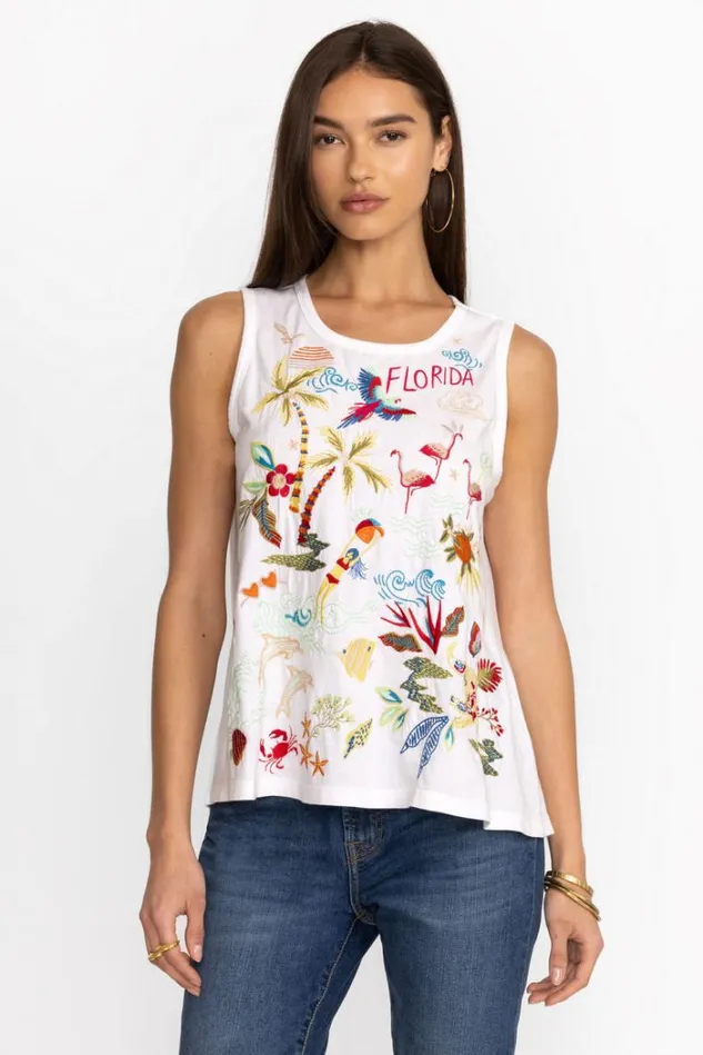 Women FLORIDA KNIT TANK White Johnny Was Tops Women FLORIDA KNIT TANK White Johnny Was Tops