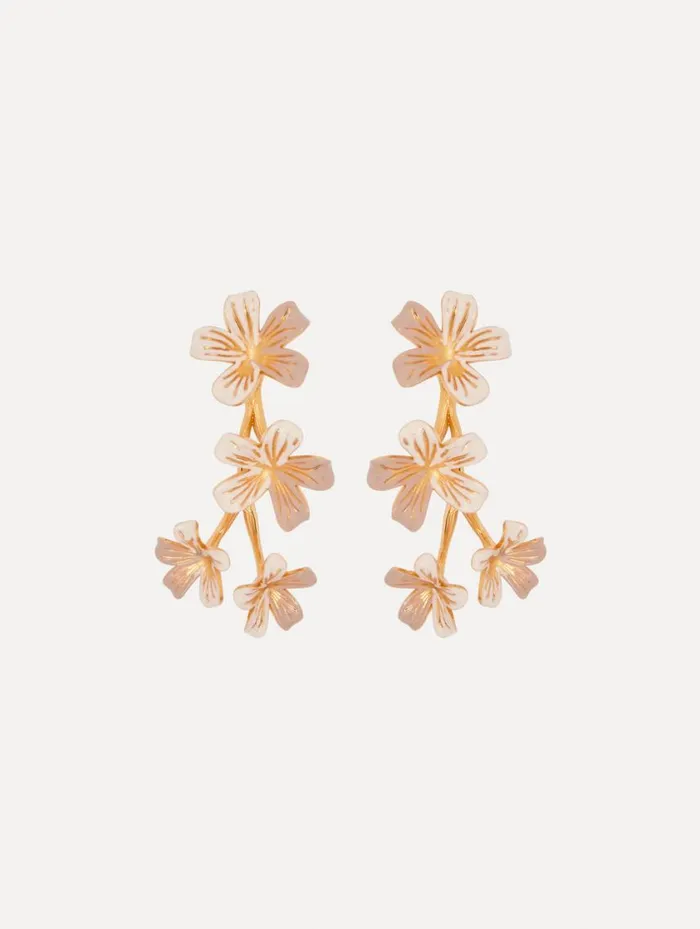 Women Flower Branch ClipOn Earrings Ivory Oscar De La Renta Earrings