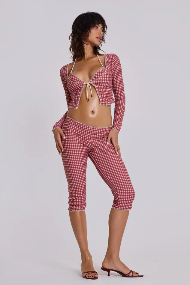 Women Freda Gingham Swim Capri Trousers Jaded London Trousers and Pants
