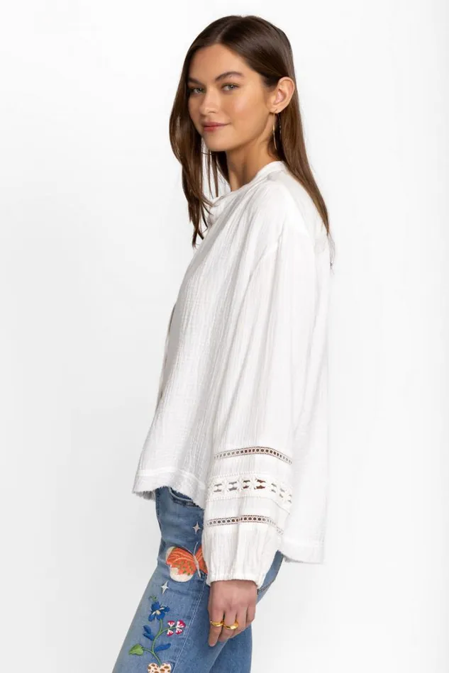 Women GAUZE PEASANT TOP Natural Johnny Was Tops