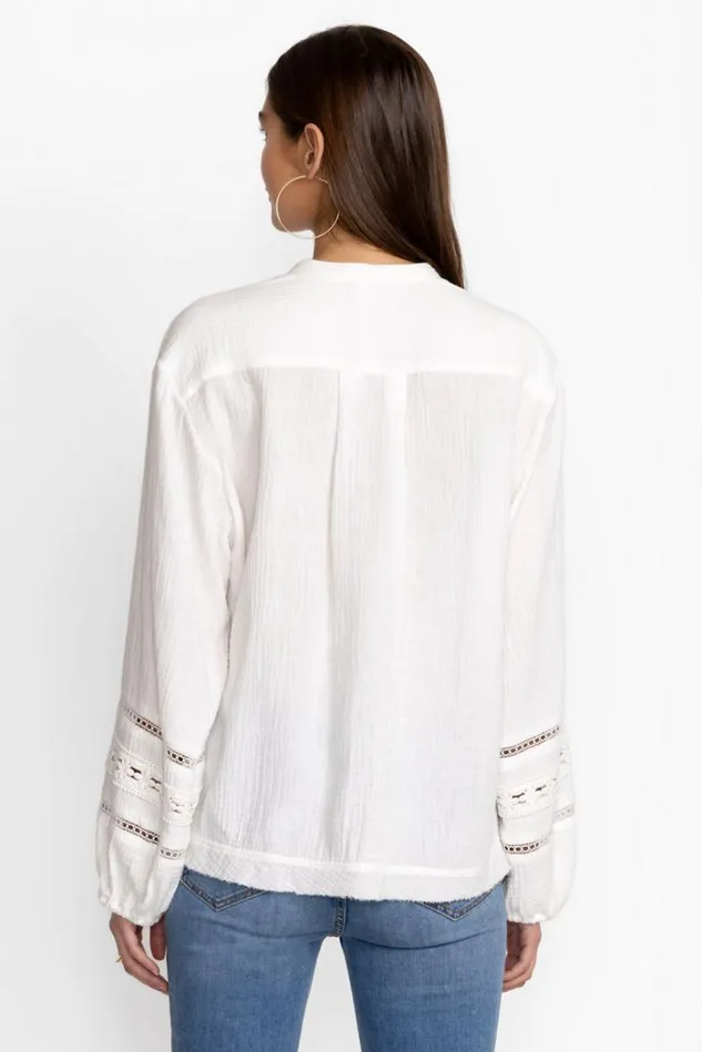 Women GAUZE PEASANT TOP Natural Johnny Was Tops