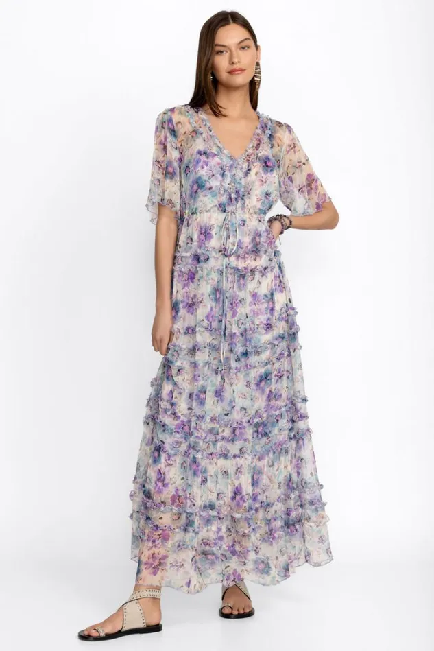 Women GLINDA SILK MAXI DRESS Glinda Johnny Was Dresses
