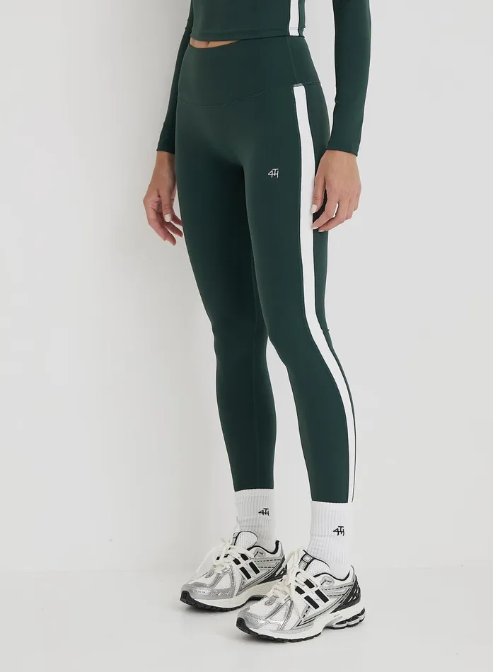Women Green 4th Branded Contrast Stripe Legging Abby 4th and Reckless Athleisure