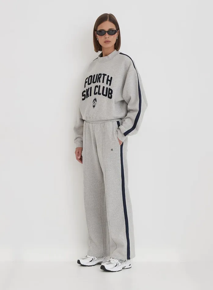 Women Grey Contrast Stripe Wide Leg Jogger Betty 4th and Reckless Athleisure
