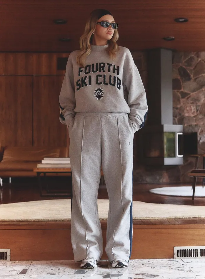 Women Grey Contrast Stripe Wide Leg Jogger Betty 4th and Reckless Athleisure