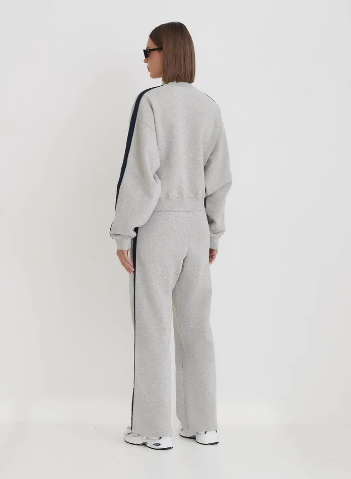 Women Grey Contrast Stripe Wide Leg Jogger Betty 4th and Reckless Athleisure