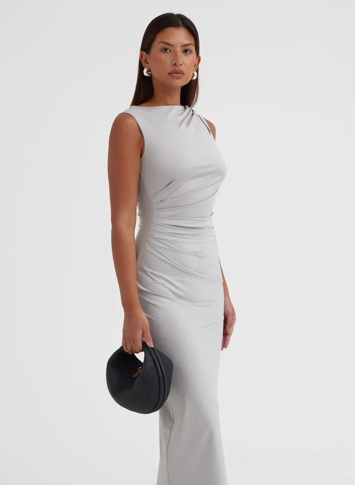 Women Grey Ruched Jersey Midaxi Dress 8211 Tamilda 4th and Reckless Dresses