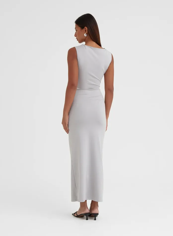 Women Grey Ruched Jersey Midaxi Dress 8211 Tamilda 4th and Reckless Dresses