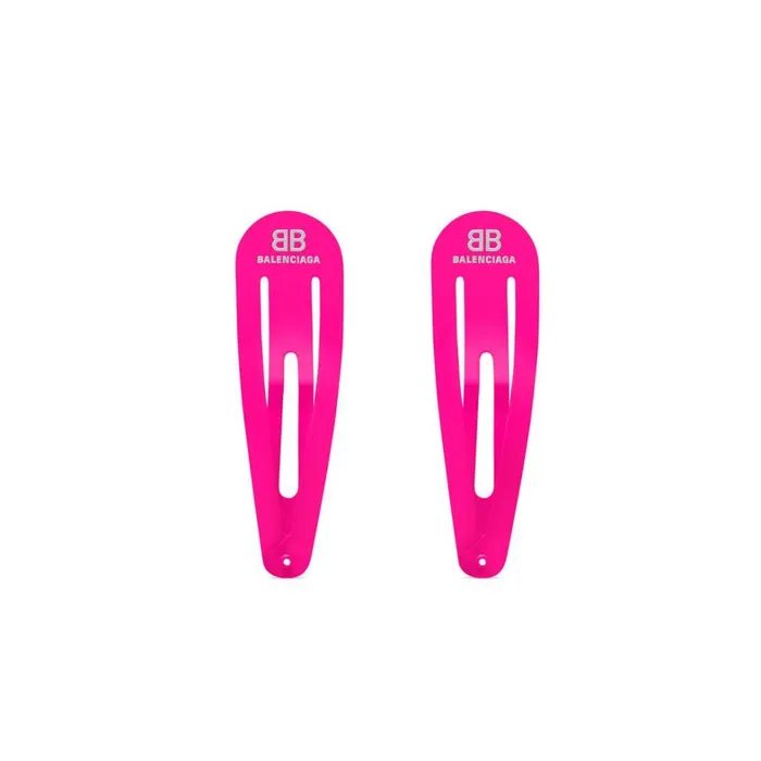 Women Hair Accessories Balenciaga Holli Xxl Clip Set In Fluo Pink