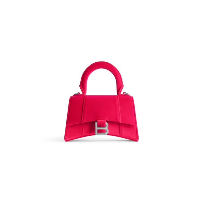 Women Handbags Balenciaga Hourglass Xs Handbag Velvet Jersey In Bright Pink