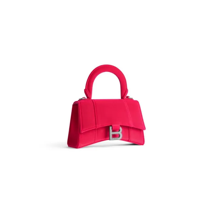 Women Handbags Balenciaga Hourglass Xs Handbag Velvet Jersey In Bright Pink