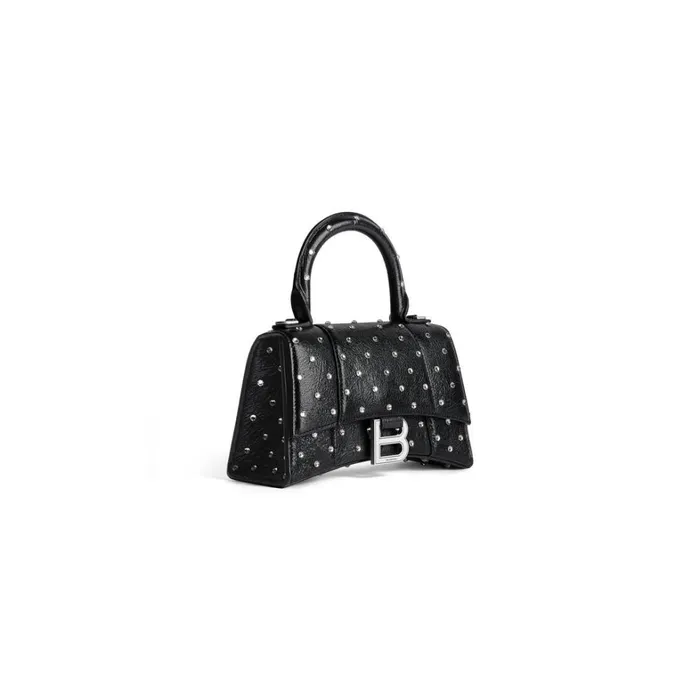 Women Handbags Balenciaga Hourglass Xs Handbag With Rhinestones In Black