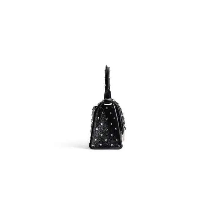 Women Handbags Balenciaga Hourglass Xs Handbag With Rhinestones In Black