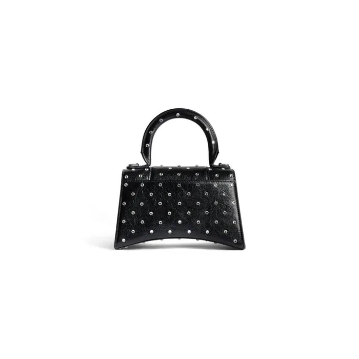 Women Handbags Balenciaga Hourglass Xs Handbag With Rhinestones In Black