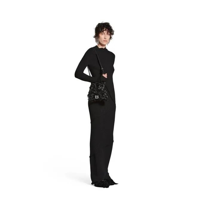 Women Handbags Balenciaga Hourglass Xs Handbag With Satin Bows In Black
