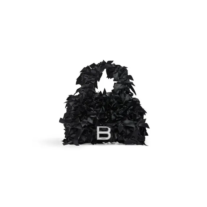 Women Handbags Balenciaga Hourglass Xs Handbag With Satin Bows In Black