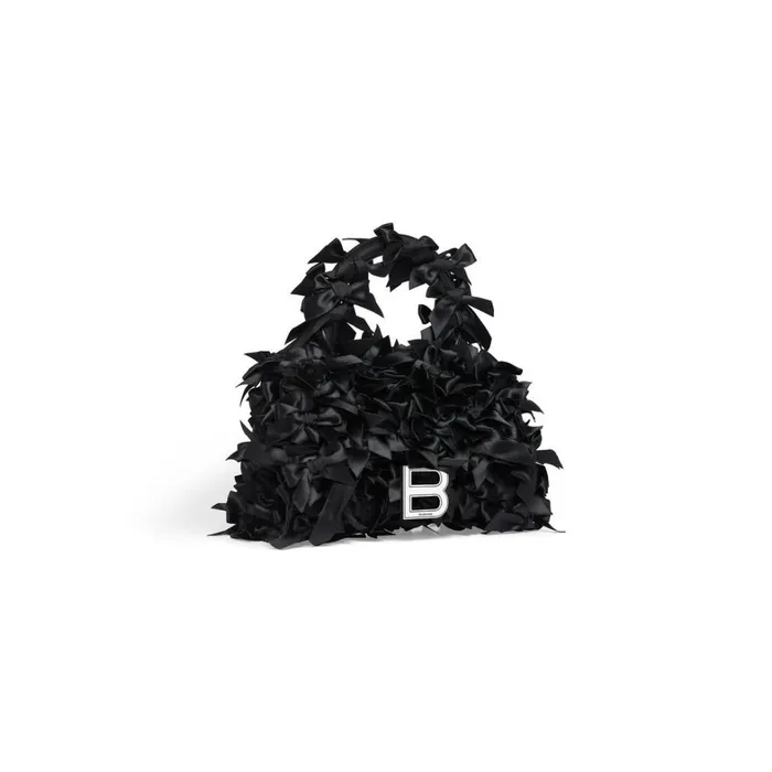 Women Handbags Balenciaga Hourglass Xs Handbag With Satin Bows In Black