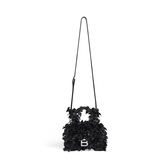 Women Handbags Balenciaga Hourglass Xs Handbag With Satin Bows In Black