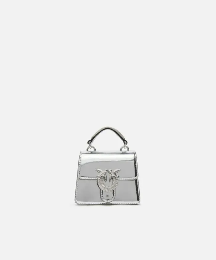 Women Handbags Pinko Metallic Love Bag Micro Bag With Slim Shoulder Strap Silvershiny Nickel Women Handbags Pinko Metallic Love Bag Micro Bag With Slim Shoulder Strap Silvershiny Nickel