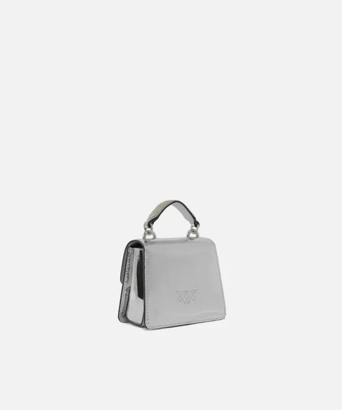 Women Handbags Pinko Metallic Love Bag Micro Bag With Slim Shoulder Strap Silvershiny Nickel Women Handbags Pinko Metallic Love Bag Micro Bag With Slim Shoulder Strap Silvershiny Nickel