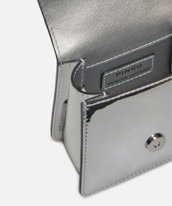 Women Handbags Pinko Metallic Love Bag Micro Bag With Slim Shoulder Strap Silvershiny Nickel Women Handbags Pinko Metallic Love Bag Micro Bag With Slim Shoulder Strap Silvershiny Nickel