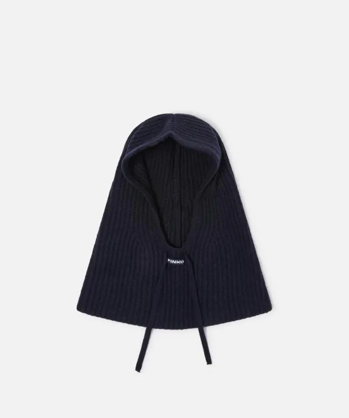 Women Hats Pinko Ribbed Cashmereblend Balaclava Dark Navy Blue