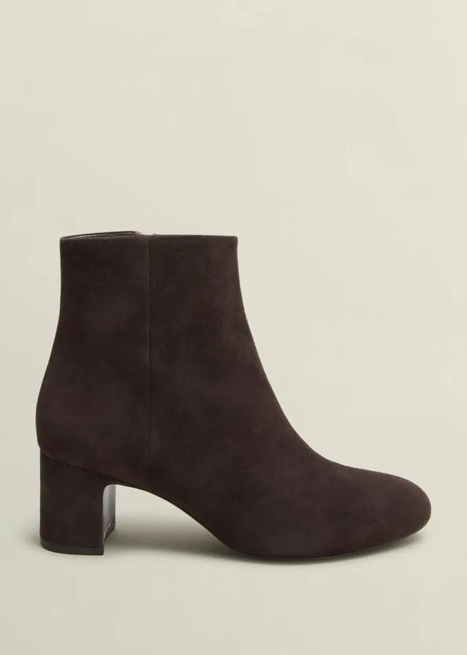 Women HOBBS Boots Rochelle Suede Ankle Boots Chocolate Brown