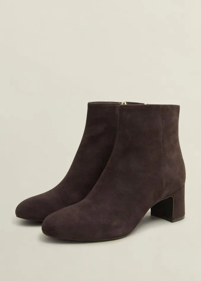 Women HOBBS Boots Rochelle Suede Ankle Boots Chocolate Brown
