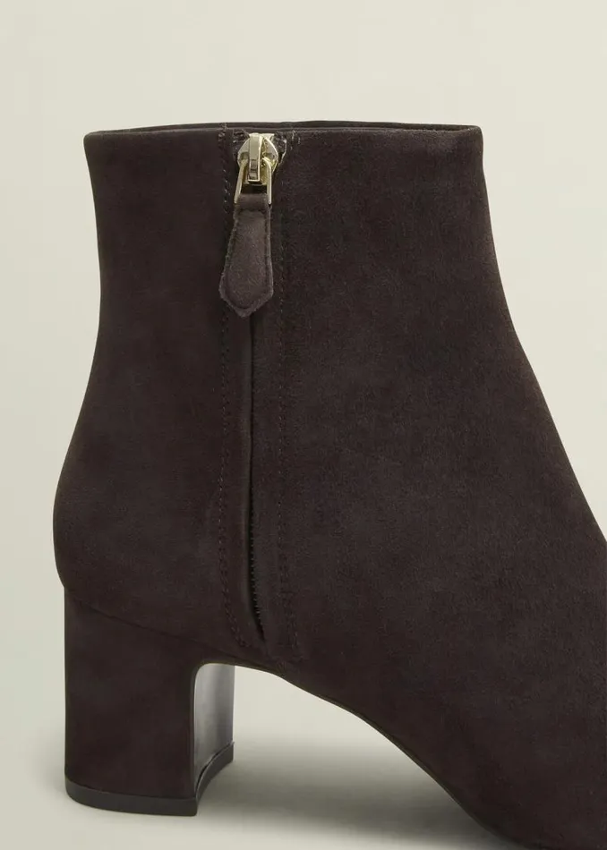 Women HOBBS Boots Rochelle Suede Ankle Boots Chocolate Brown