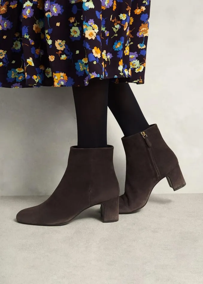 Women HOBBS Boots Rochelle Suede Ankle Boots Chocolate Brown