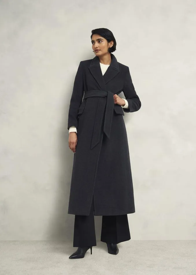 Women HOBBS Coats and Jackets Clarendon Wool Blend Coat Charcoal