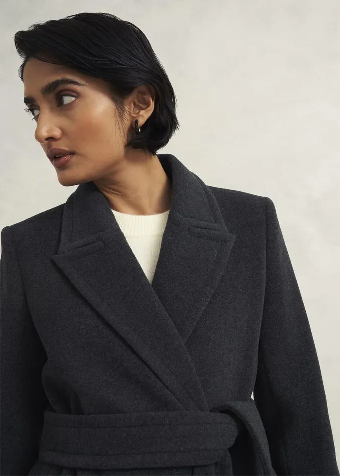 Women HOBBS Coats and Jackets Clarendon Wool Blend Coat Charcoal