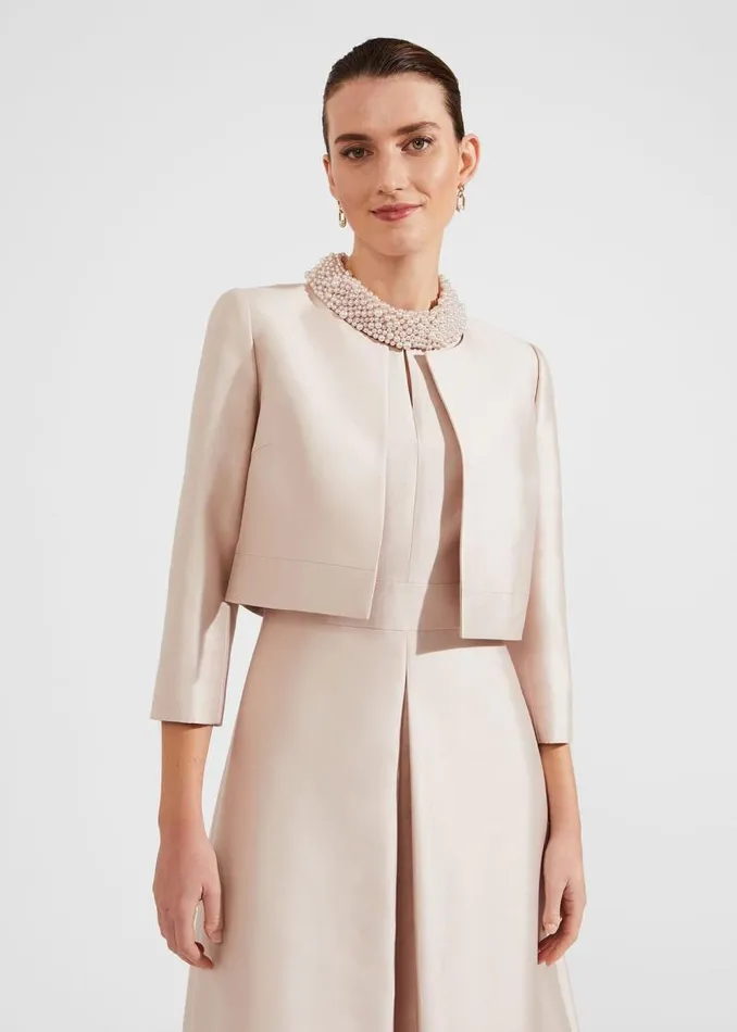 Women HOBBS Coats and Jackets Marcella Silk Blend Jacket Oyster