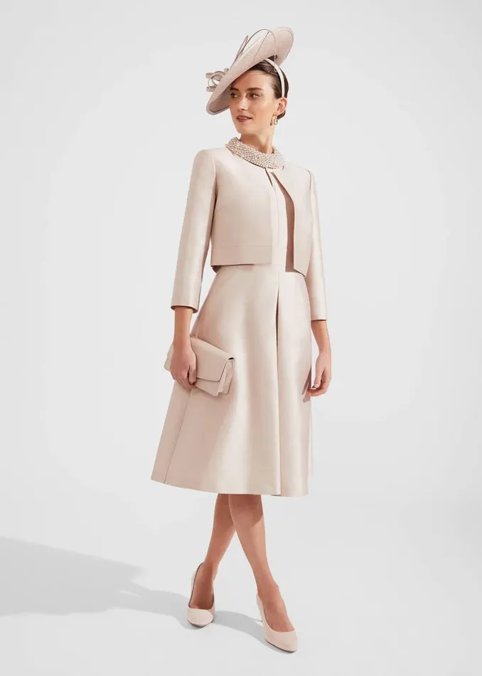 Women HOBBS Coats and Jackets Marcella Silk Blend Jacket Oyster