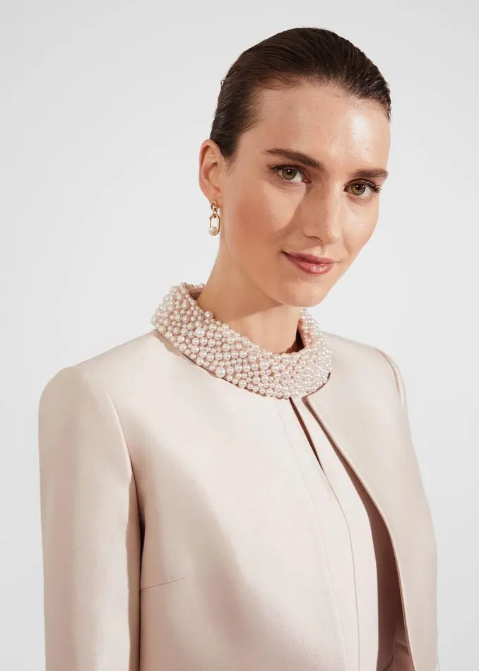Women HOBBS Coats and Jackets Marcella Silk Blend Jacket Oyster