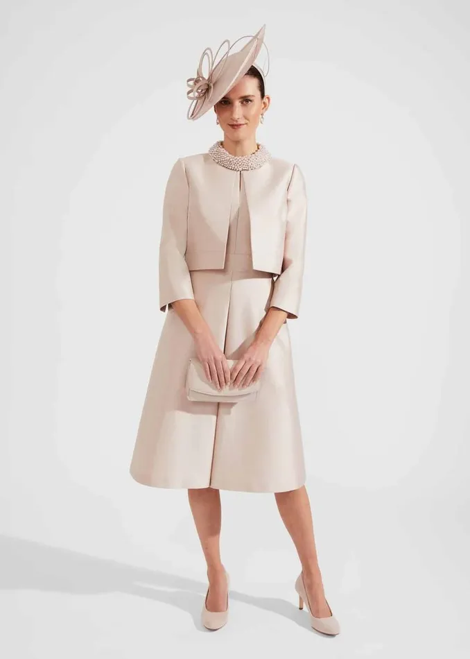 Women HOBBS Coats and Jackets Marcella Silk Blend Jacket Oyster