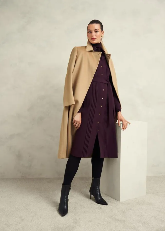 Women HOBBS Coats and Jackets Petite Livia Wool Coat Hobbs Camel