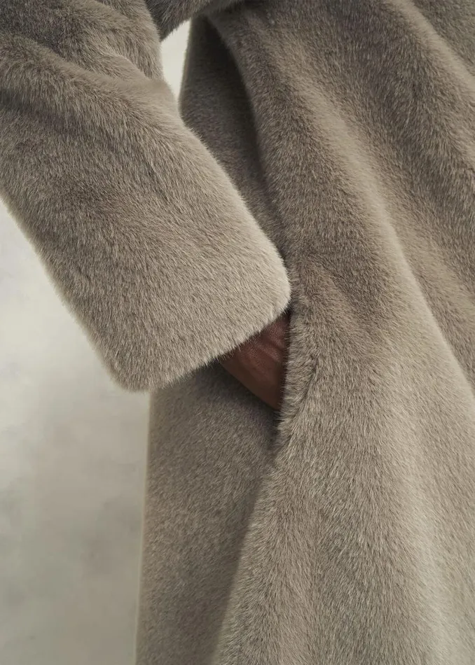 Women HOBBS Coats and Jackets Petite Tarini Faux Fur Coat Mink