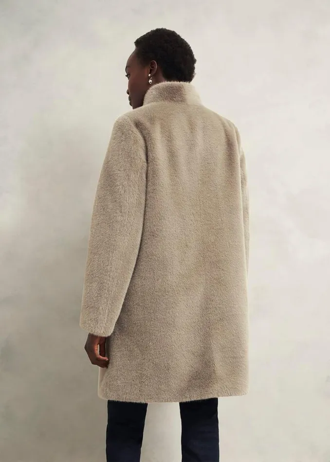 Women HOBBS Coats and Jackets Petite Tarini Faux Fur Coat Mink