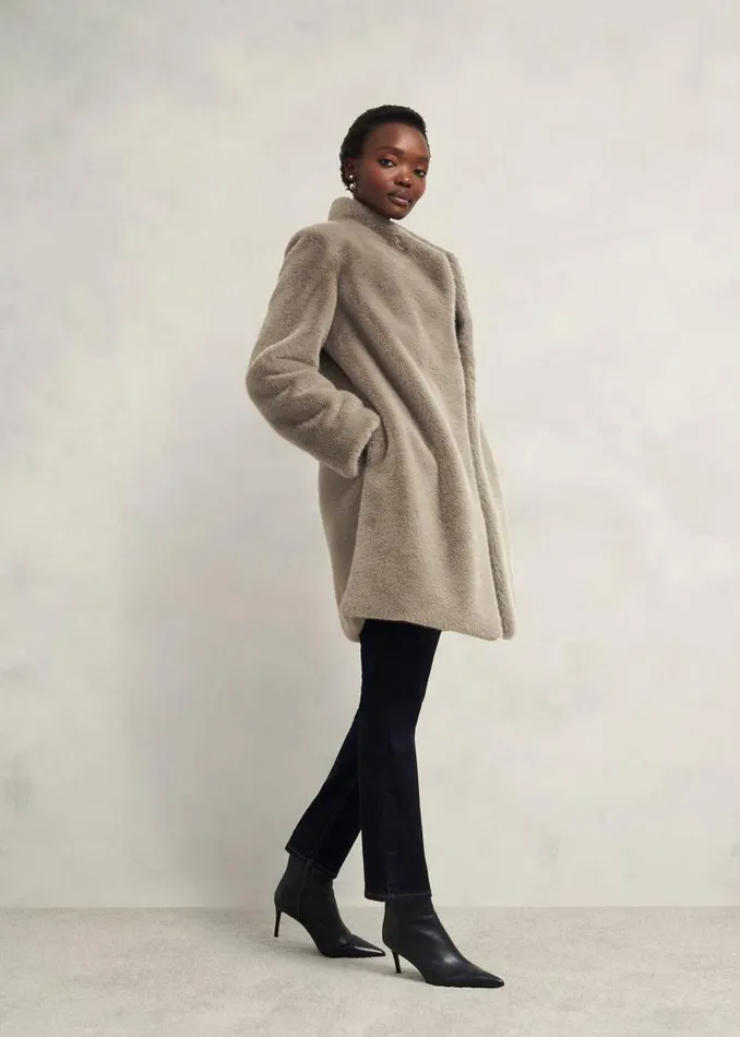 Women HOBBS Coats and Jackets Petite Tarini Faux Fur Coat Mink