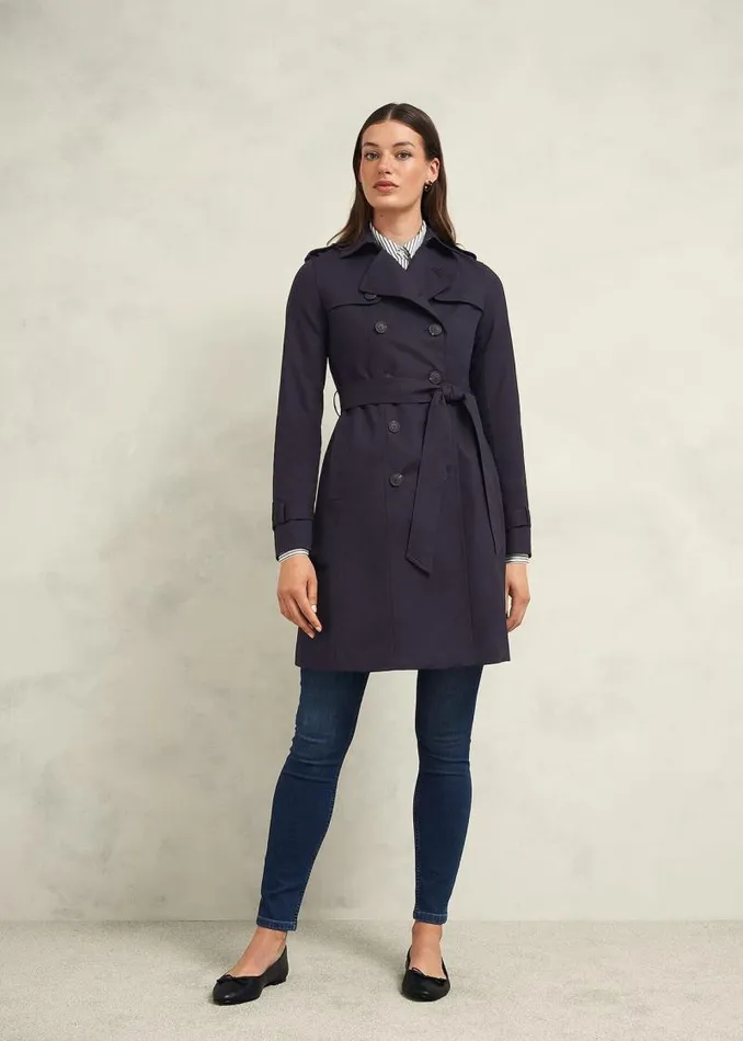 Women HOBBS Coats and Jackets Saskia Shower Resistant Trench Coat Navy