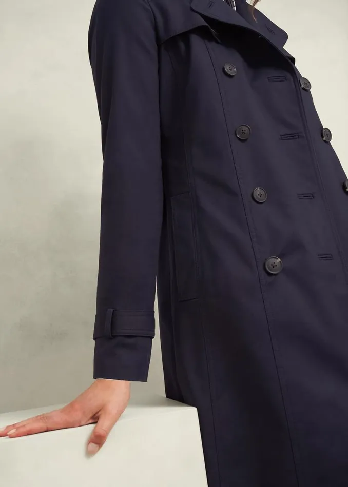 Women HOBBS Coats and Jackets Saskia Shower Resistant Trench Coat Navy