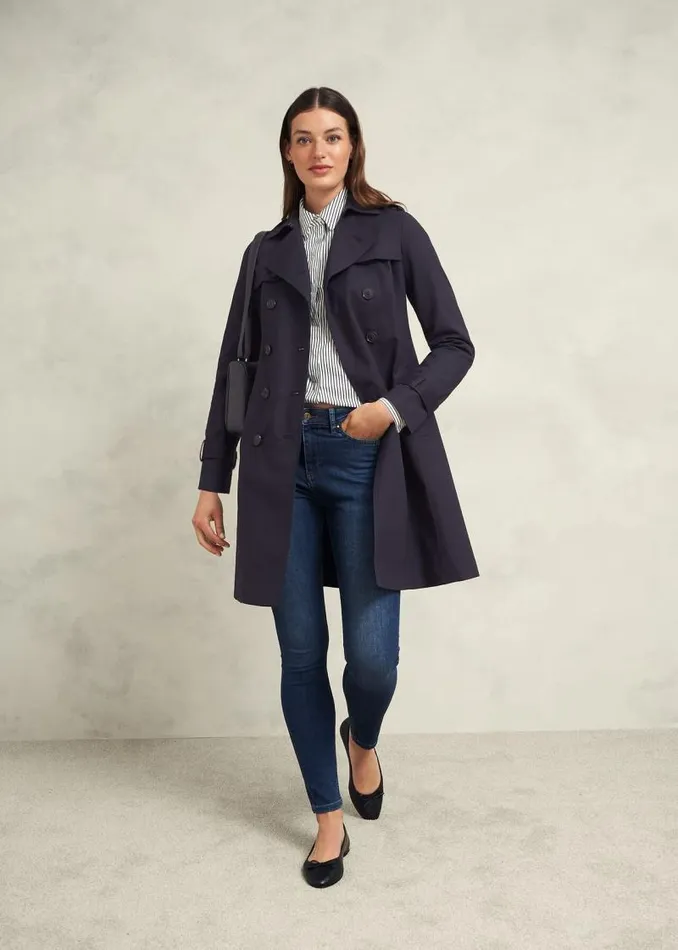 Women HOBBS Coats and Jackets Saskia Shower Resistant Trench Coat Navy