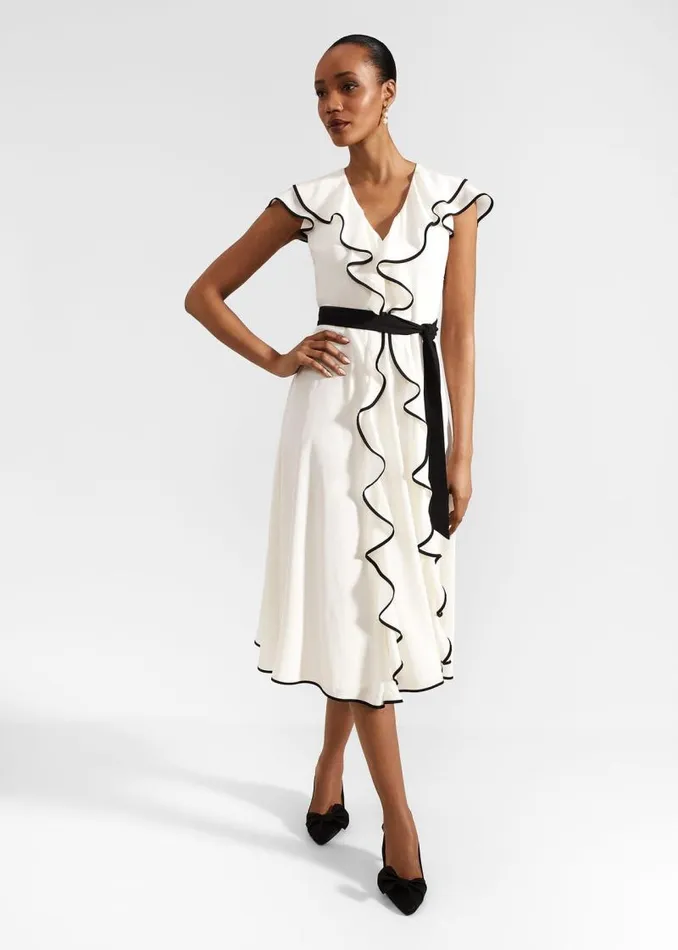 Women HOBBS Dresses and Jumpsuits Arwen Silk Dress Cream Black