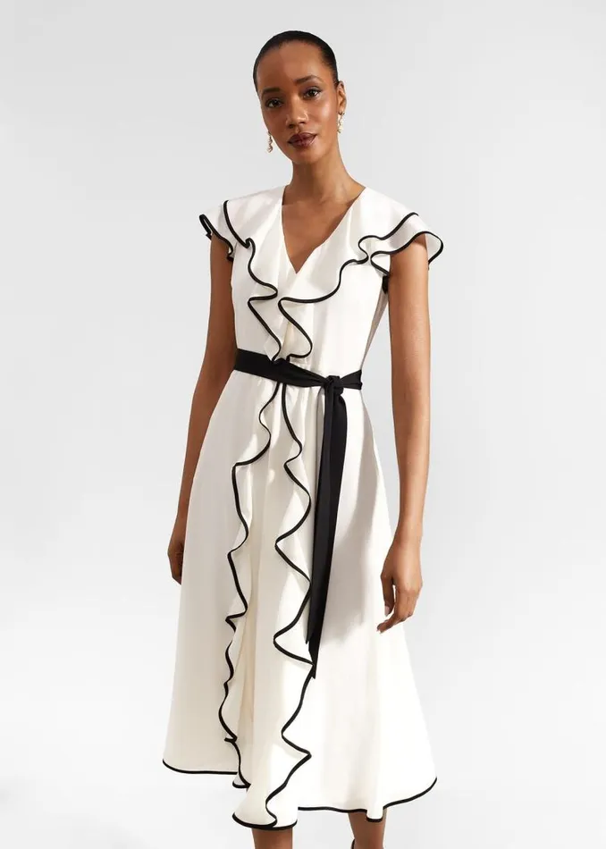 Women HOBBS Dresses and Jumpsuits Arwen Silk Dress Cream Black